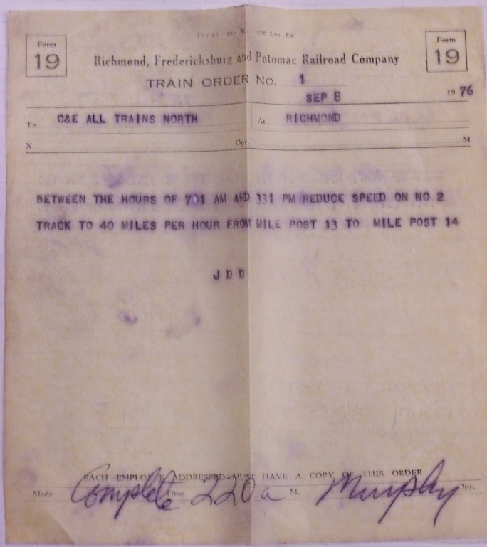 Item 000001, Form 19 donated by Stan Short